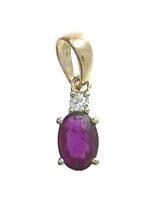 Gin & Grace10K Yellow Gold Mozambique Genuine Ruby Pendant with Diamonds for women | Ethically, authentically & organically sourced (Oval-cut) shaped Ruby hand-crafted jewelry for her | Ruby Necklace for women
