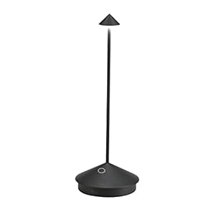 Zafferano, Lampe Pina Pro, Lampe de Table Rechargeable et Sans Fil avec Contrôle Tactile, Convient pour le Salon et l’Extérieur, Dimmer, 2700 K, Hauteur 29 cm, Couleur Noir