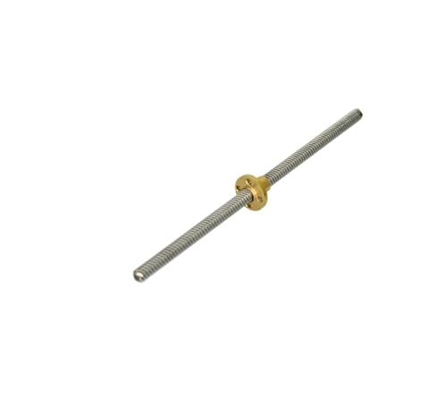 Metal Ball Screw nut T8 Lead Screw Lead 2mm Pitch 2mm OD8mm 100mm-1200mm 1200 Mm with Brass Nut(200mm)