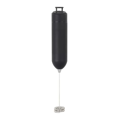 FUANA Espumador eléctrico de leche, café, café con leche, capuchino, para batidor de acero inoxidable, 19000 RPM, espuma de 30 segundos, batidora de mano, huevos, proteína en polvo, negro