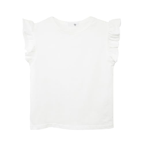 Image of Toddler Girls Ruffle Sleeve T-Shirt Plain Tank Tops Basic Blouse for Girl