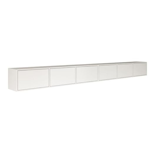 Selsey TV Lowboard Hängend Weiß 300 cm Minimalistisches Design mit Push-to-Open 16 mm Laminierte Spanplatten 6 Klappen Platzsparend Ideal für Wohnzimmer Matte Oberfläche Made in Europa
