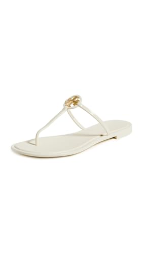 Tory Burch Women's Mini Miller Jelly Sandals, Ivory/Gold, 7 Medium US