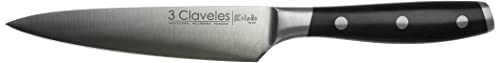 3 Claveles - Cuchillo Cocinero Forjado, Pulido Mate, Acero Inoxidable, línea Toledo - (13cm - 5'), 01531