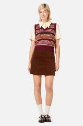 Women Vintage Embroidery Sleeveless Sweater Vest V Neck Stripes Geometric Knitted Tops Sping Fall Cropped Knitwear2