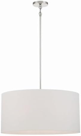 Minka Lavery 3926-613 Palmetto White Paper Drum Pendant Light Fixture, 6-Light 360 Total Watts, 20" H x 25" W, Polished Nickel