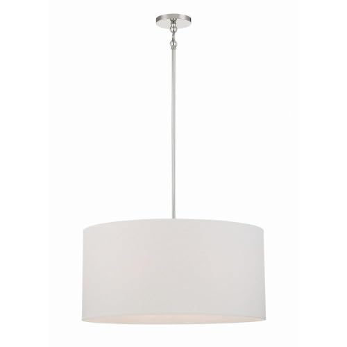 Minka Lavery 3926-613 Palmetto White Paper Drum Pendant Light Fixture, 6-Light 360 Total Watts, 20" H x 25" W, Polished Nickel