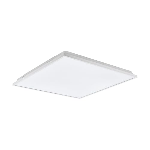 Eglo Luminaire plafonnier Urtebieta, panneau LED en métal avec surface éclairée en plastique, lampe de plafond pour cuisine et bureau, blanc neutre, 59,5 cm