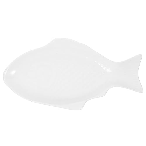 LALADEFIEE Plato de Forma de Pez Bandeja para Pescado Vajilla Blanca para Cenas Familiares y Restaurantes