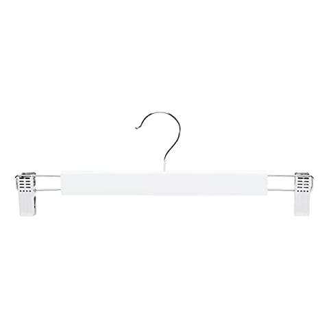 Amazon Basics Kleiderbügel aus Holz, für Hosen und Röcke, mit Klammern, Weiß, 10er-Pack Cover