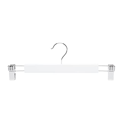 Amazon Basics - Perchas de madera con clips para pantalones y faldas, blanco, 10 unidades