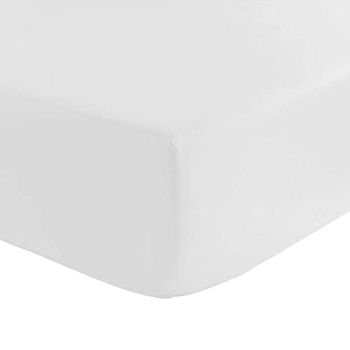 Cflagrant Drap Housse 100% Coton Ultra Doux Haut de Gamme Spécial Matelas épais Bonnet jusqu'à 30 cm (Blanc Banquise, 140_x_190_x_30cm) Cover