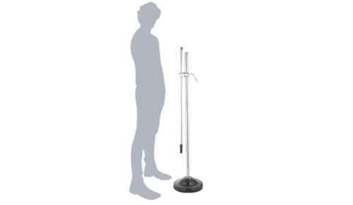 Image of kh Mic Stand RB Floor Steel Clamp Microphone Stand with Round Base and Fixed Length Boom Microphone stand used for school college, live event,music concert and singing show, events