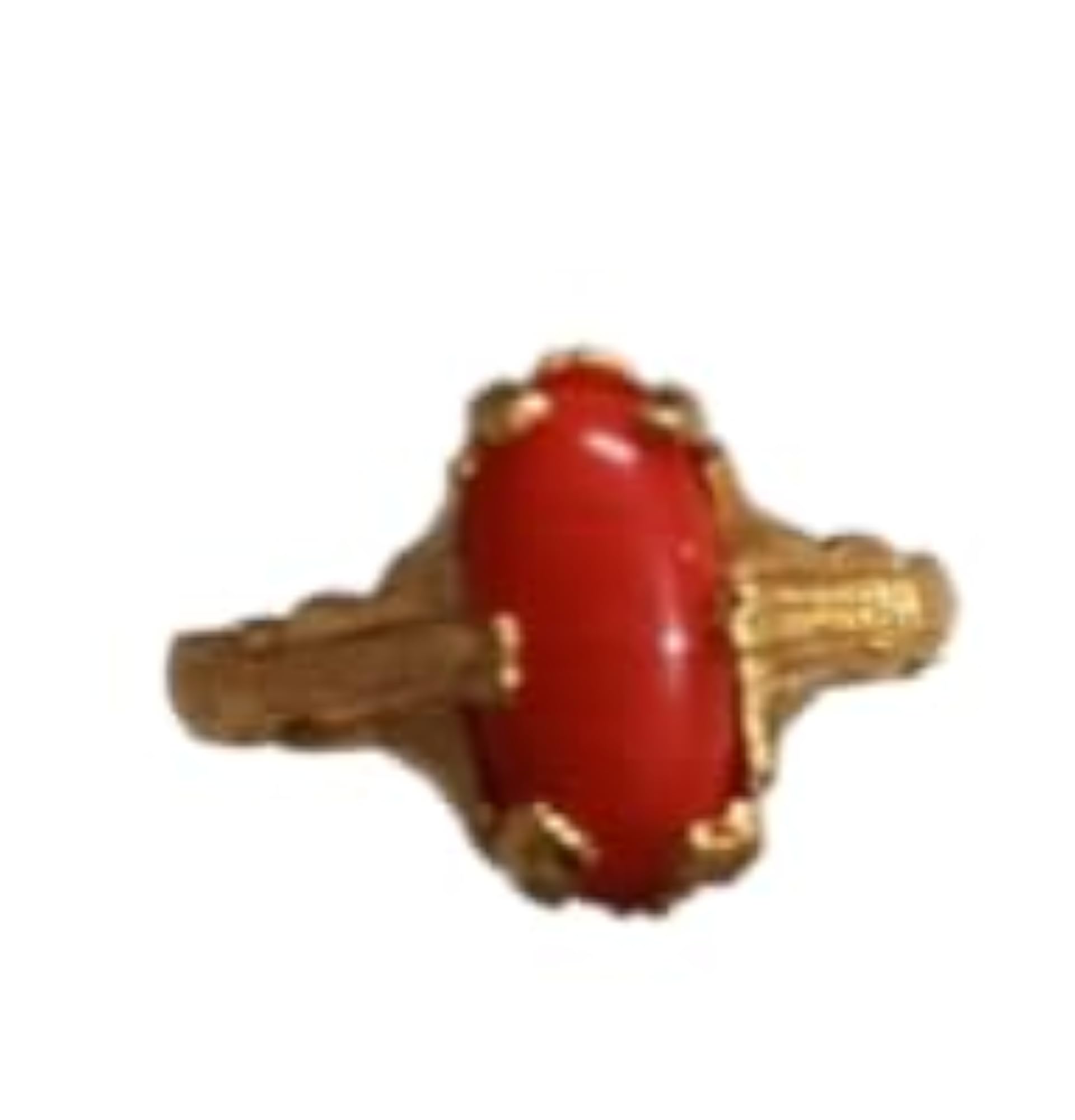 Gold Plated Ring with Red Stone, Artificial