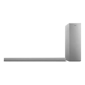 Philips Audio TAB6405/10 B6405/10 SoundBar met Draadloze Subwoofer (2.1-Kanaals, 140 W Uitgangsvermogen, Bluetooth, Dolby Audio, HDMI ARC, Superslank Design, Gentegreerde Wandsteunen) – Zilver