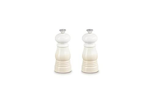 Le Creuset Classic Salt and Pepper Mill Set, Personal Use, Chip-Resistant ABS Plastic, Anti-Corrosion, 11 cm, Meringue, 44900117160000