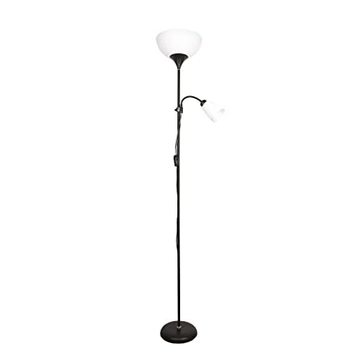 BEL AIR HOME - Lampadaire Varese 1xE27 1xE14 178cm - Idéal pour les salons et les studios - Design moderne et fonctionnel - Lampe de lecture ajustable (noir) (Les ampoules ne sont pas incluses)