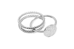 Round Monogram Sterling Silver Ring with Rope Bands: Timeless Charm for Every Occasion