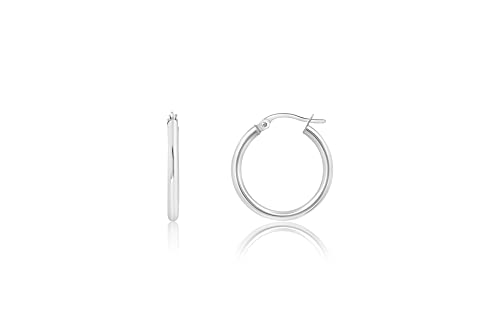 Solid 14K Gold Hoop Earrings For Women | 14K White Gold Hoop Earrings | 14K Real Gold Earrings With Click Tops | 0.75 Inches Small White Gold Earrings By Max + Stone #TOP18