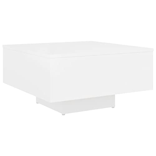 vidaXL Table Basse Table d'Appoint Table de Canapé Bout de Canapé Meuble de Salle de Séjour Salon Intérieur Blanc 60x60x31,5 cm Aggloméré