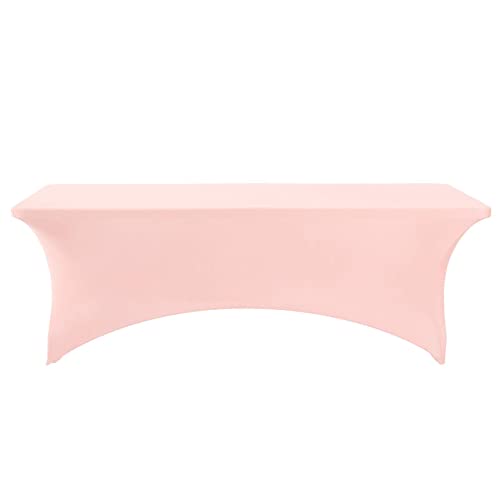 Image of FORLIFE 2Pack Spandex Table Covers,Fitted Tablecloth for Rectangular Tables, Stretch Patio Table Covers, Universal Spandex Table Cover for Wedding, Banquet, Party (8ft, Blush Pink)