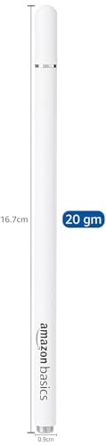 Amazon Basics Capacitive Stylus Pen for iOS and Android Touchscreen Devices, Fine Point Disc Tip, Lightweight Metal Body with Magnetic Cover (White)