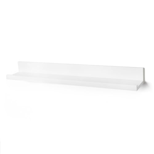 Étagère flottante blanche de 91 cm dotée d'un grand rebord protecteur - 2