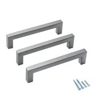 Aibeli 30 Pack 5 Inch (Center to Center 5in) Ancient Grey Square Cabinet Pulls Drawer Handles Cupboard Handles Modern Stainless Steel Kitchen Cabinet Handles and Pulls