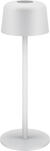 goobay Lampada da tavolo a LED ricaricabile 25 cm, 3 livelli di luminosità , comando touch, 150 lm, 3000 K, bianco caldo, autonomia fino a 12 ore, IP44, cavo di ricarica USB-C incluso – bianco, 77676