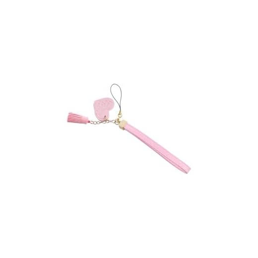 Love Heart Tassel Wrist Lanyard Strap for Mobile Phone Camera USB Flash Drives Keychains PU Metal Charm(pink)