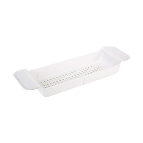 Bath Bliss Expandable Non-Slip Bathtub Caddy in White Cover