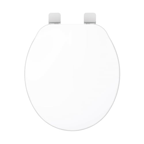 Gerber Round Front Toilet Seat with Cover Standard Close Quick & Easy Install Heavy-Duty Plastic Durable & Fade-Resistant White GC55012043