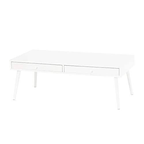 ローテーブル Mini'ts ミニッツ 引き出し付き 2杯 木製 (100×45cm, ホワイト)