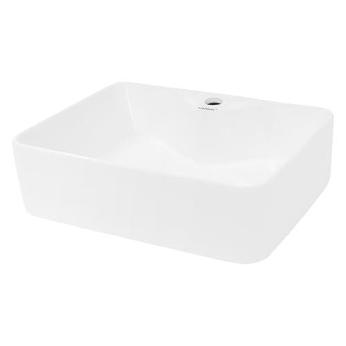 LuxeBath Waschbecken Keramik 480x380x140 mm eckig Weiß, Aufsatzwaschbecken...