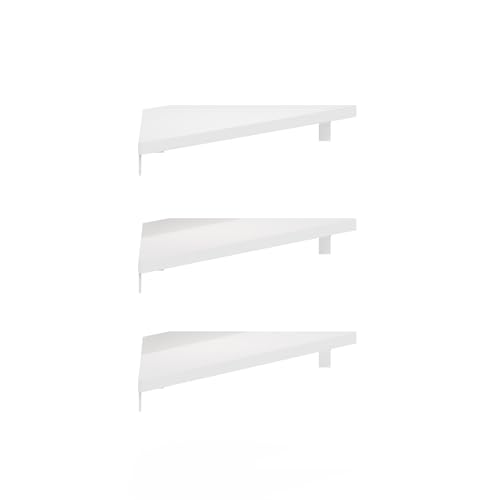 Image of Furinno Rossi Triangle Floating Shelves for Wall, Set of 3 Geometric Corner Shelf, Wall Mounted Shelves for Bathroom, Home Office, Living Room, White