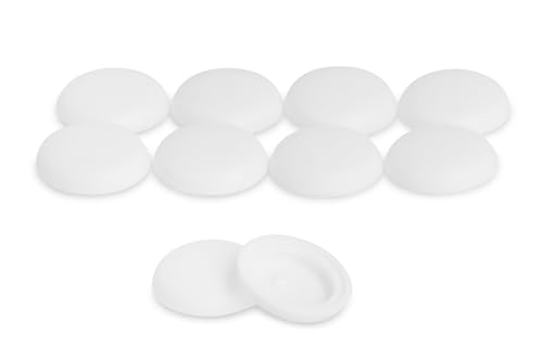 GleitGut Tapones para tornillos de cabeza alomada blancos, 10 unidades, para tornillos de alféizar de ventana (diámetro exterior: 12 mm, diámetro interior: 8,2 mm, altura: 2,5 mm)
