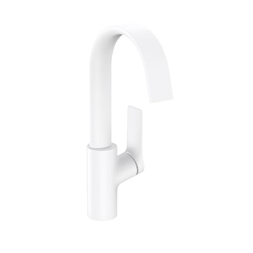 hansgrohe Vivenis Modern 75030701 - Grifo para lavabo de baño (1 mango, 12 pulgadas) de alto, color blanco mate, 75030701