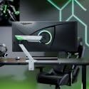 Support de table de gaming blanc pour organiser un bureau avec ecran geant 49