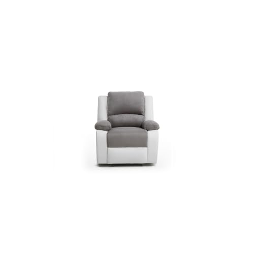 LOUNGITUDE - DETENTE - Fauteuil de relaxation - Manuel - Inclinaison réglable - En Simili/Microfibre - Gris/Blanc