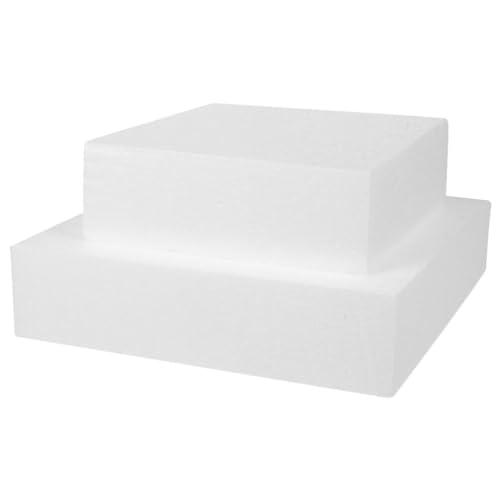 ABOOFAN Foam Cake Model Square Shape 2 pieces 25.00X25.00X7.00cm/9.82