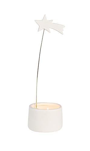 Teelichthalter Wunschlicht Sternschnuppe, Porzellan, weiß