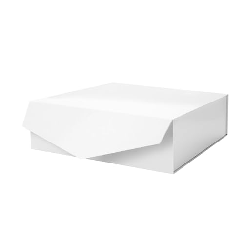 PACKHOME Gift Box 13.5x9x4.1 Inches, Large Gift Box with Lid, Bridesmaid Proposal Box, Sturdy Collapsible Gift Box with Magnetic Closure (White)