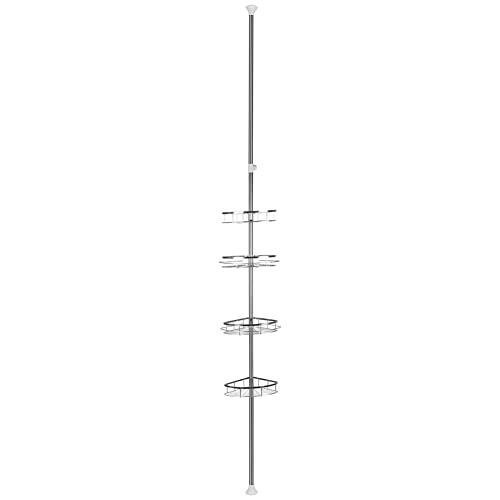 RELOVE Estanterias de baño 110-280cm Estante de esquina telescópico para ducha 4 niveles, ABS + inoxidable,Estructura de Acero Inoxidable, Plata Estanterias de baño (110-280cm (4 niveles)) Cover