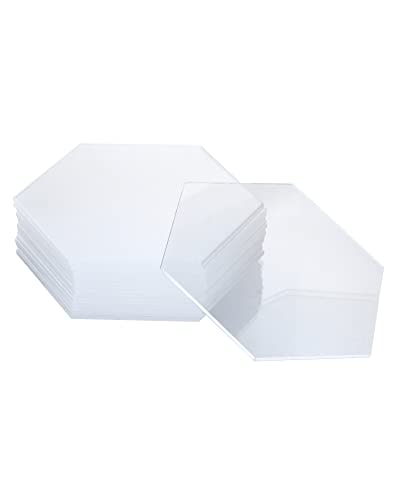 QWORK® Pack of 16 Hexagon Acrylic Plates, Transparent, 2 mm Thick, for Weddings, Parties, Place Cards, Event Decoration (10 x 11.5 cm)