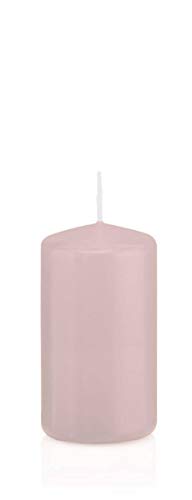 innaGLAS Bougie cylindrique Maeva, Rose Clair, 12cm, Ø6cm, 40h - Made in Germany - Bougie Votive