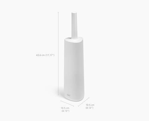 Image of Joseph Joseph Flex 360, Advanced Smart Toilet Brush and Storage Holder Set with Anti-drip, Anti-Clog, Triple-Action Replaceable Brush Head - White
