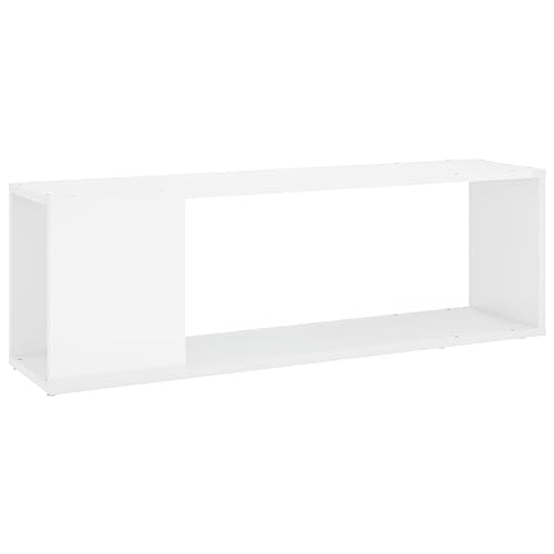 vidaXL TV Schrank mit 2 Ablagen Lowboard TV Möbel Tisch Board Sideboard Fernsehtisch Fernsehschrank HiFi-Schrank Hochglanz-Weiß 100x24x32cm Holzwerkstoff