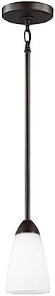 Generation Lighting 6120201-710 Seville - One Light Mini Pendant - 4 inches Wide by 7 inches high, Bronze Finish with Etched/White Glass