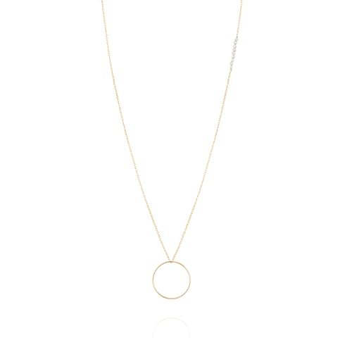 Long Pendant Necklace 14K Gold Plated Karma Circle Birthstone Y Chain for Women Jewelry Gift2