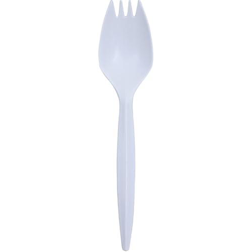 Genuine Joe Medium Weight Plastic Spork, Bulk Packed, White, 1000 Count